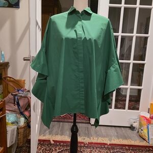 Carolina Herrera Green Designer Button Down Shirt